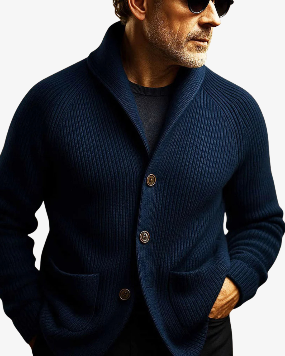 Men's ribbed knit cardigan