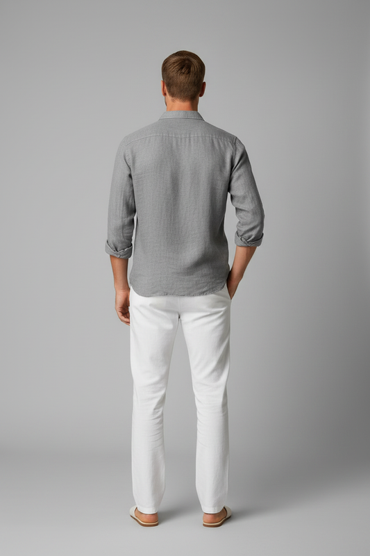 Harlan Linen Shirt - Grijs Achterkant