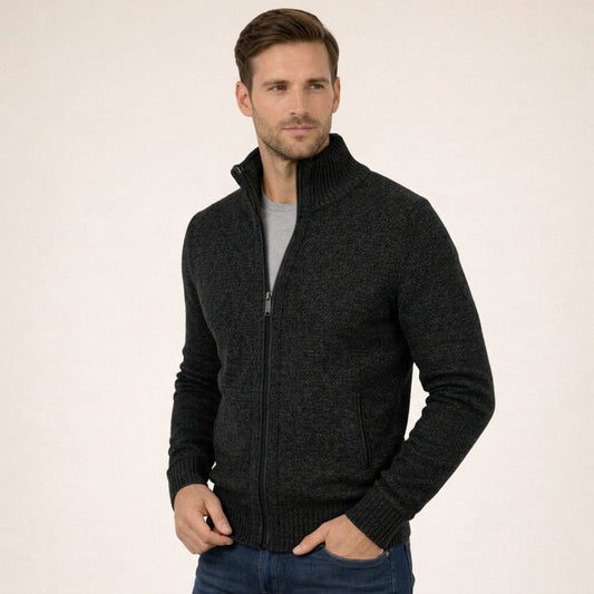 Caleb Merino Wool Jumper | Full-Zip | Mock Neck