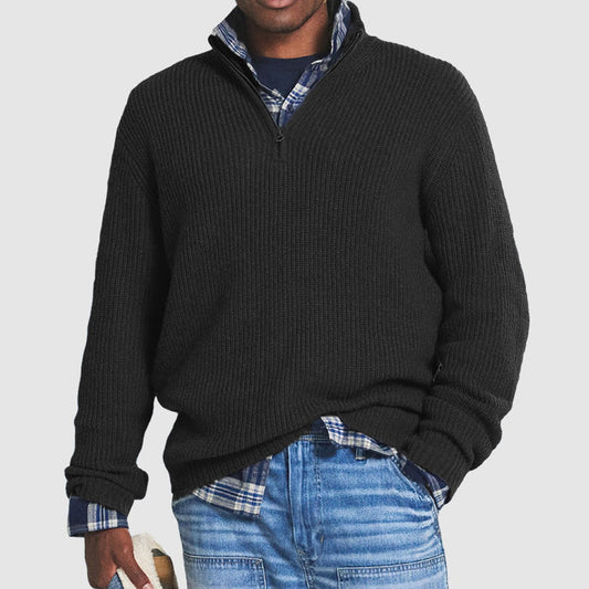 Nathan Ribbed Knit Jumper | Quarter-Zip | Business Casual