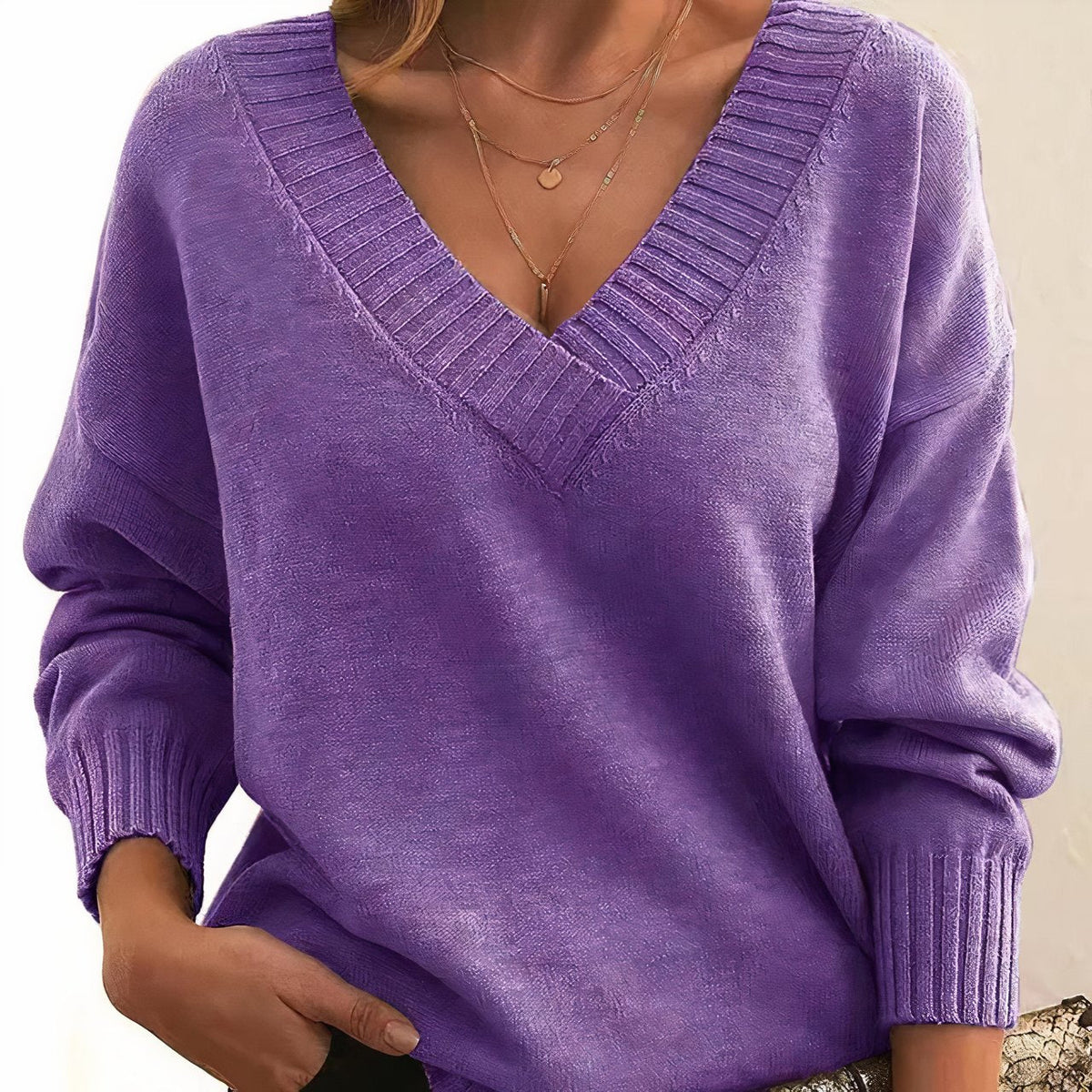 Grace Cashmere Blend Jumper | V-Neck | Long Sleeve
