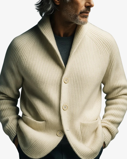 Men's ribbed knit cardigan