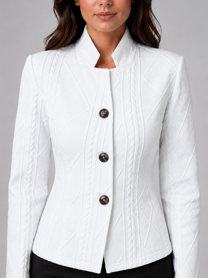 Mireille Textured Cable-Knit Blazer | Mock Neck | Fitted Silhouette