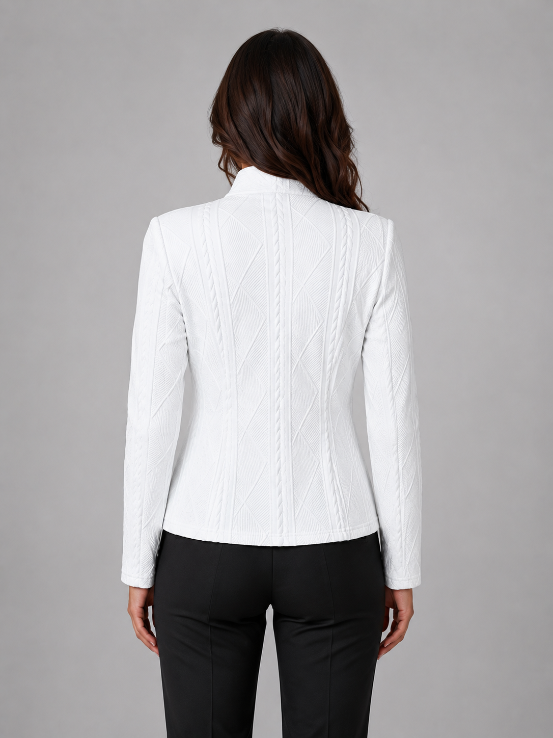 Mireille Textured Cable-Knit Blazer | Mock Neck | Fitted Silhouette