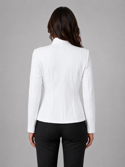 Mireille Textured Cable-Knit Blazer | Mock Neck | Fitted Silhouette