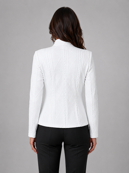 Mireille Textured Cable-Knit Blazer | Mock Neck | Fitted Silhouette