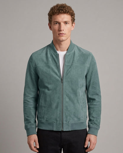 Léo Faux-Suede Bomber Jacket | Ribbed Trim | Minimalist Silhouette