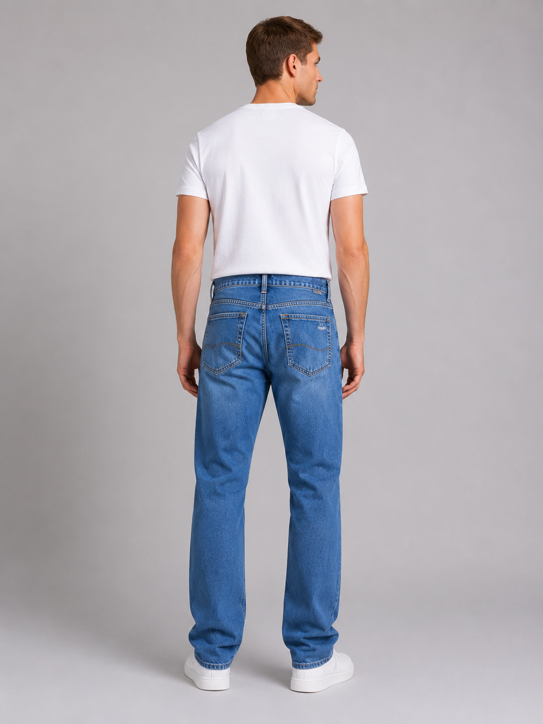 Straight Leg Jeans Men's | Five-Pocket Styling | Light Blue Wash