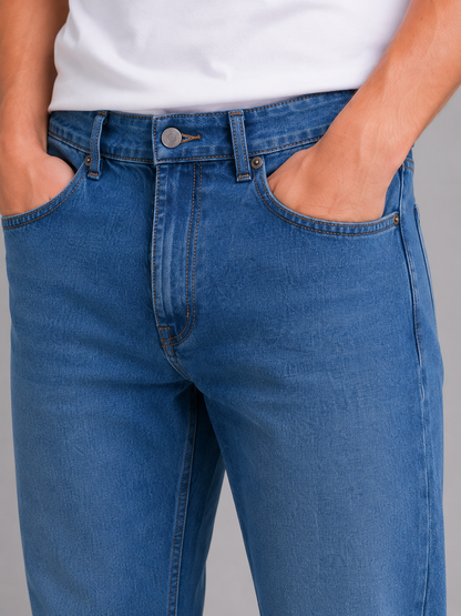 Straight Leg Jeans Men's | Five-Pocket Styling | Light Blue Wash