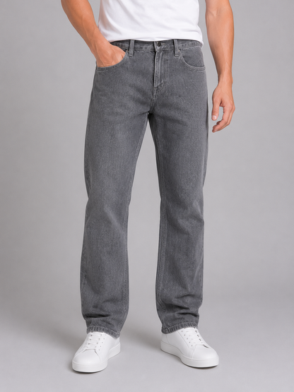 Straight Leg Jeans Men's | Five-Pocket Styling | Light Blue Wash