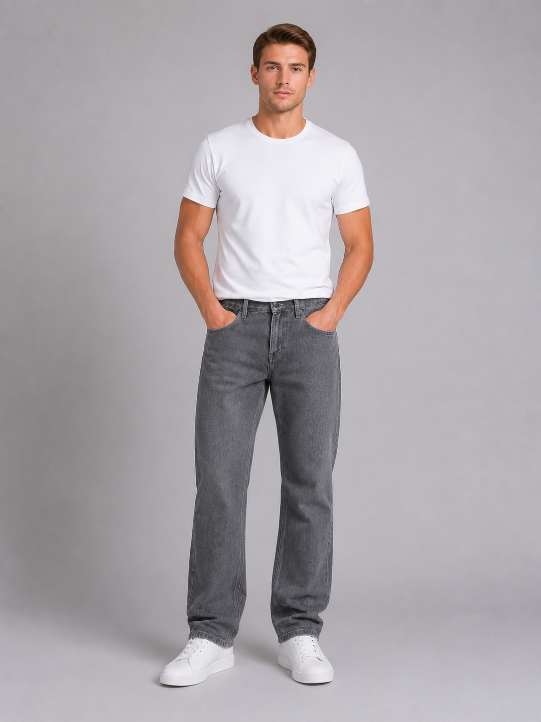 Straight Leg Jeans Men's | Five-Pocket Styling | Light Blue Wash