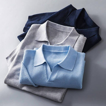 Gabriel Waffle-Knit Polo | Johnny Collar | Egyptian Cotton