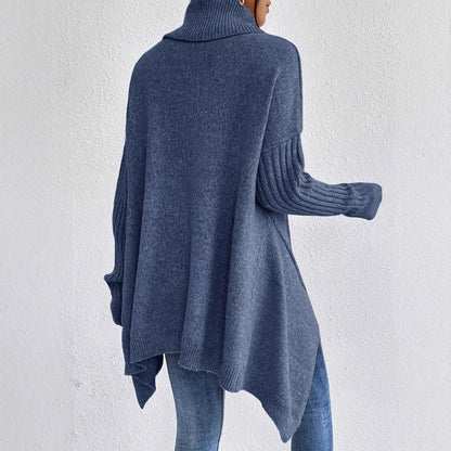 Oversized Turtleneck Sweater | Asymmetric Hem | Side Splits