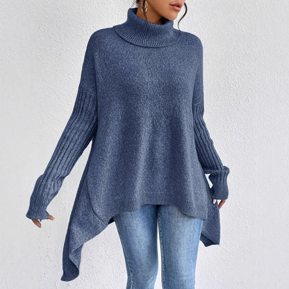 Oversized Turtleneck Sweater | Asymmetric Hem | Side Splits