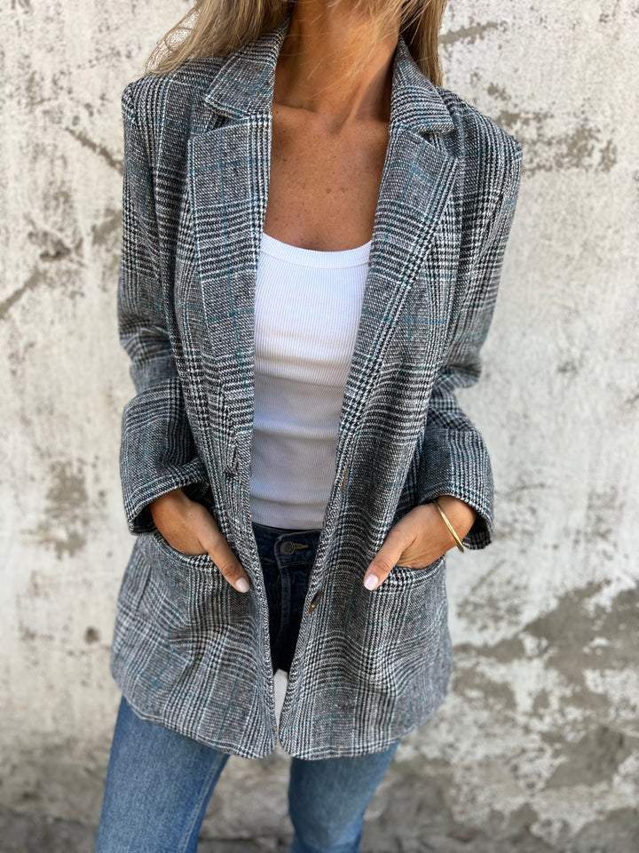 Relaxed-Fit Check Blazer | Plaid Pattern | Structured Shoulders