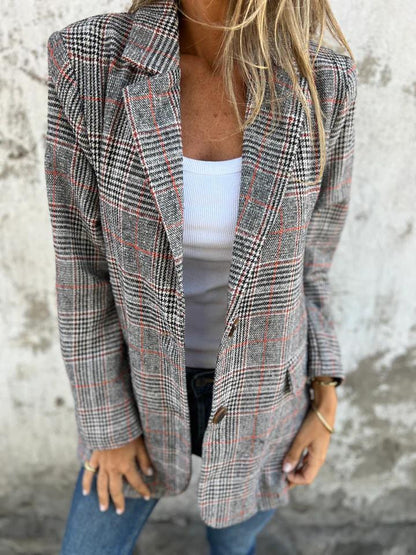 Relaxed-Fit Check Blazer | Plaid Pattern | Structured Shoulders