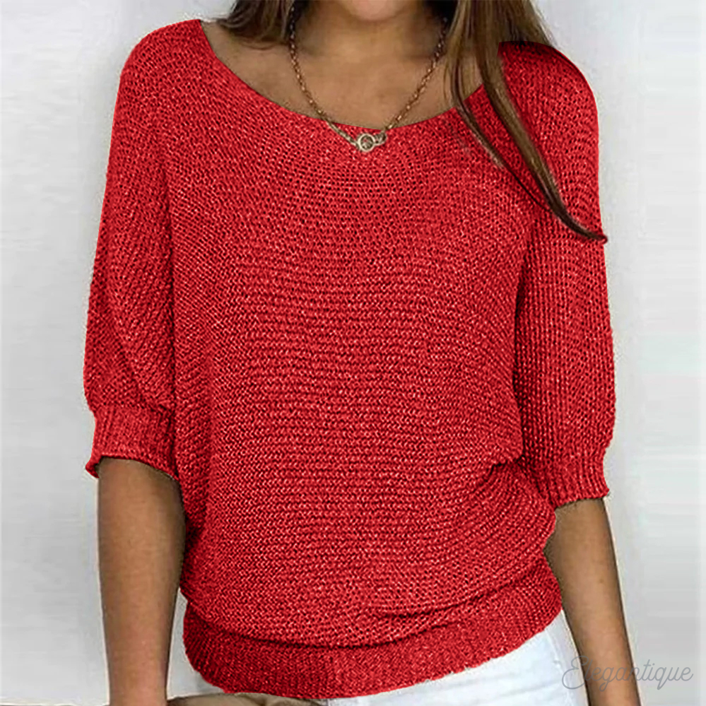 Relaxed Knit Sweater | Wide Sleeves | Round Neck