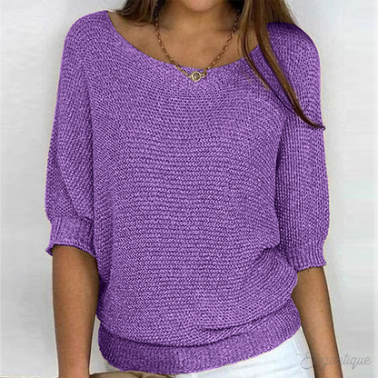 Relaxed Knit Sweater | Wide Sleeves | Round Neck
