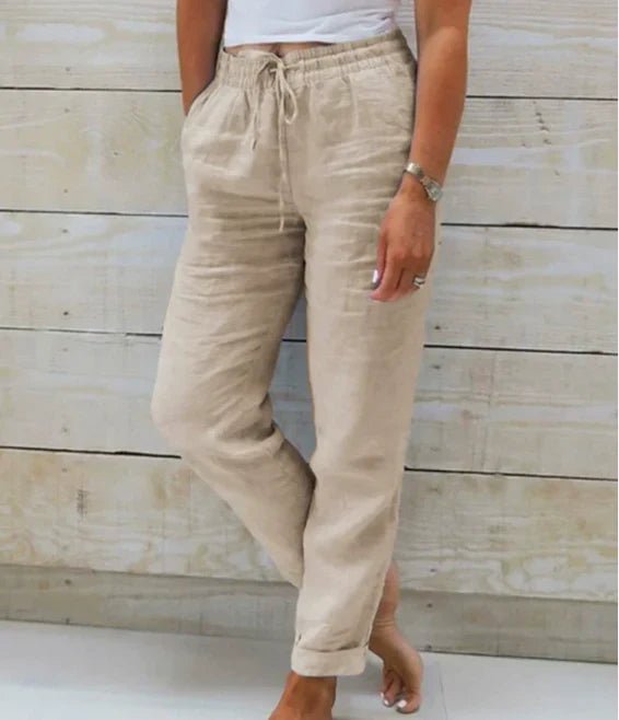Relaxed Linen Trousers | Drawstring Waist | Straight Leg