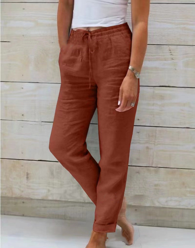 Relaxed Linen Trousers | Drawstring Waist | Straight Leg