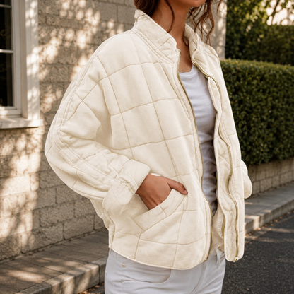 Relaxed Quilted Jacket | Stand Collar | Front Pockets
