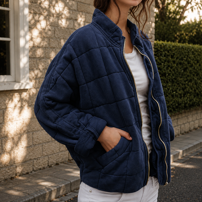 Relaxed Quilted Jacket | Stand Collar | Front Pockets