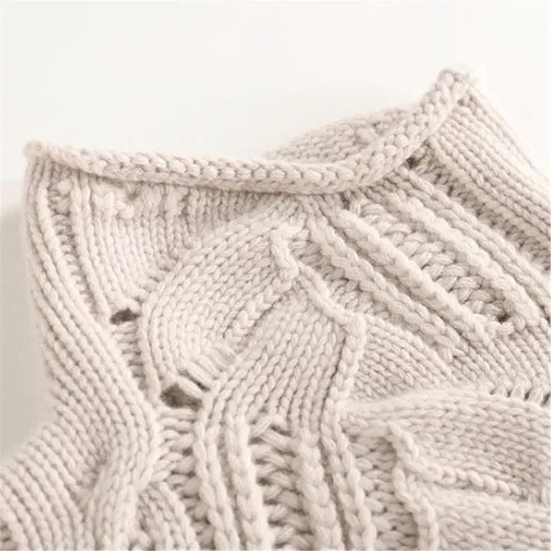 Aurora Cashmere Cable-Knit Turtleneck | Deep Collar | Wavy Texture