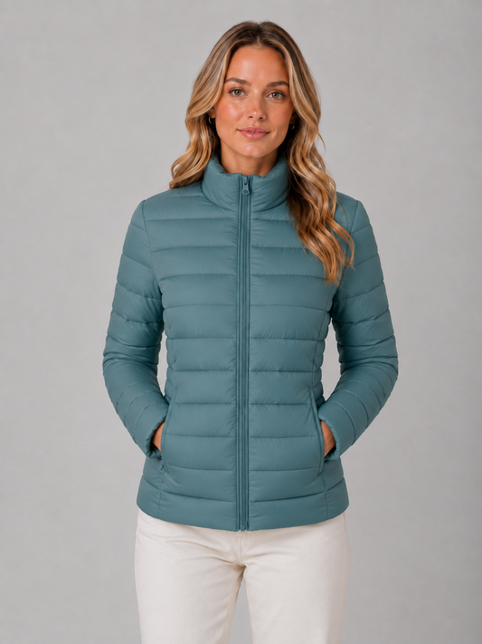 Lightweight Slim-Fit Puffer Jacket | Stand Collar | Zip-Up Front