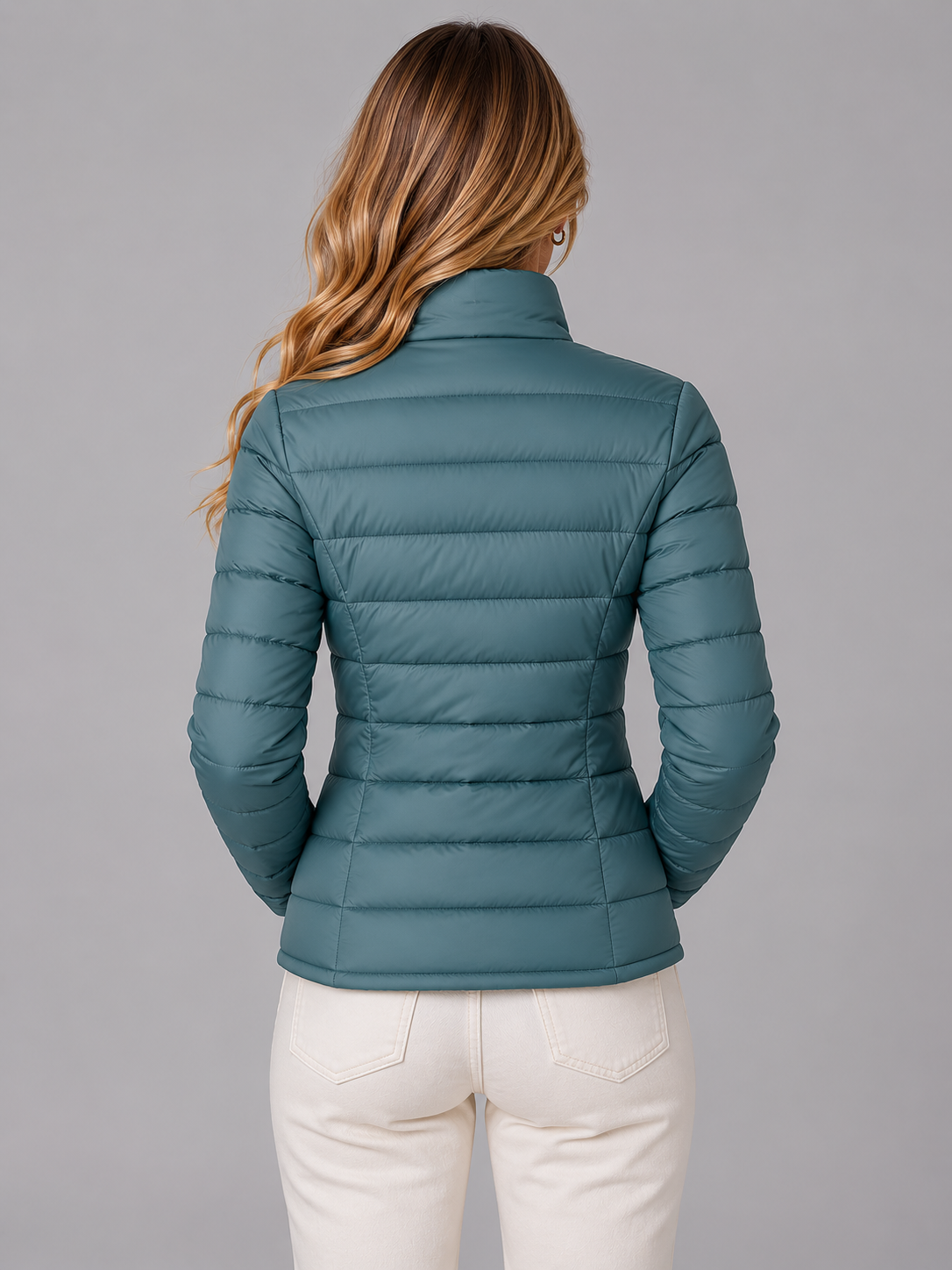Lightweight Slim-Fit Puffer Jacket | Stand Collar | Zip-Up Front