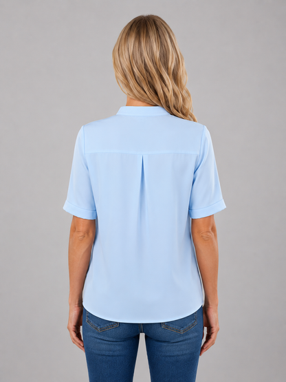V-Neck Half-Sleeve Blouse | Rolled Cuffs | Relaxed Fit