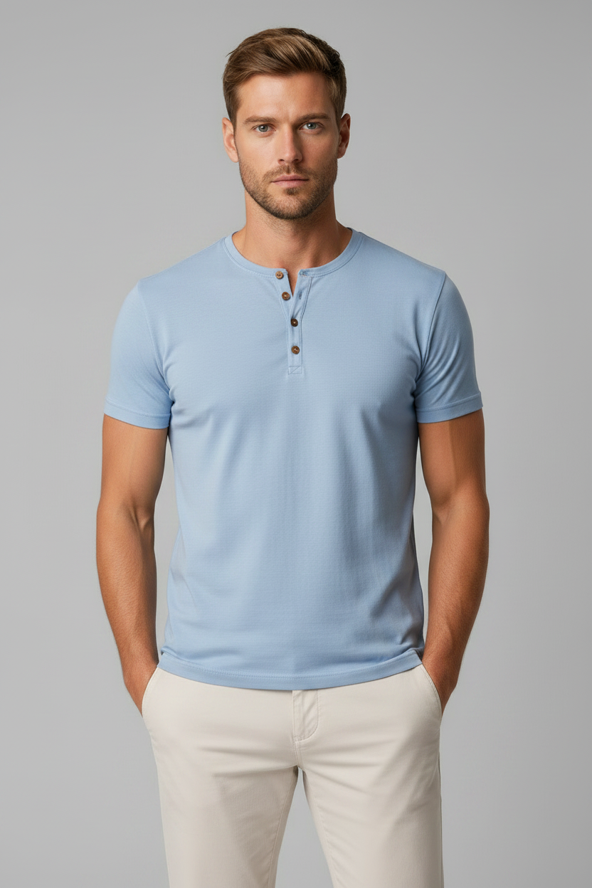 Henley Light Blue Front