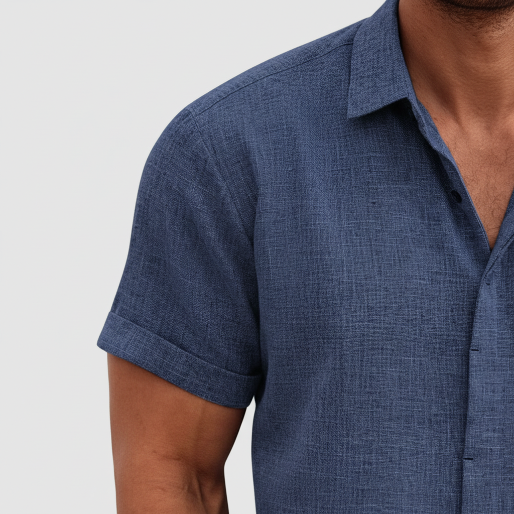 Marco Linen Shirt - Royal Blue detail