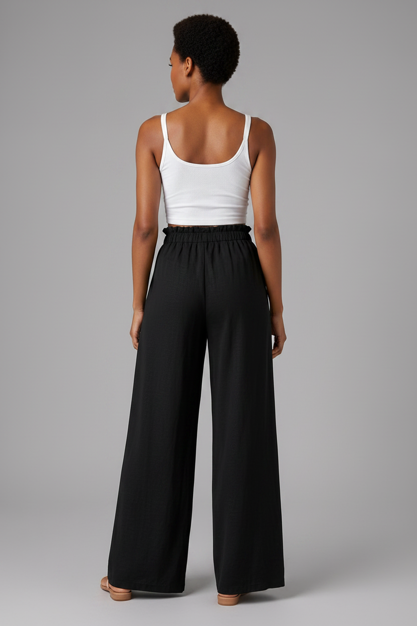 Rowan Wide-Leg Trousers – Black – Back