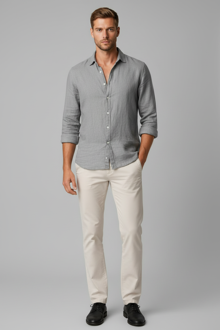 Harlan Linen Shirt - Grijs Voorkant