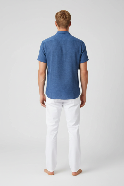 Marco Linen Shirt - Royal Blue achterkant