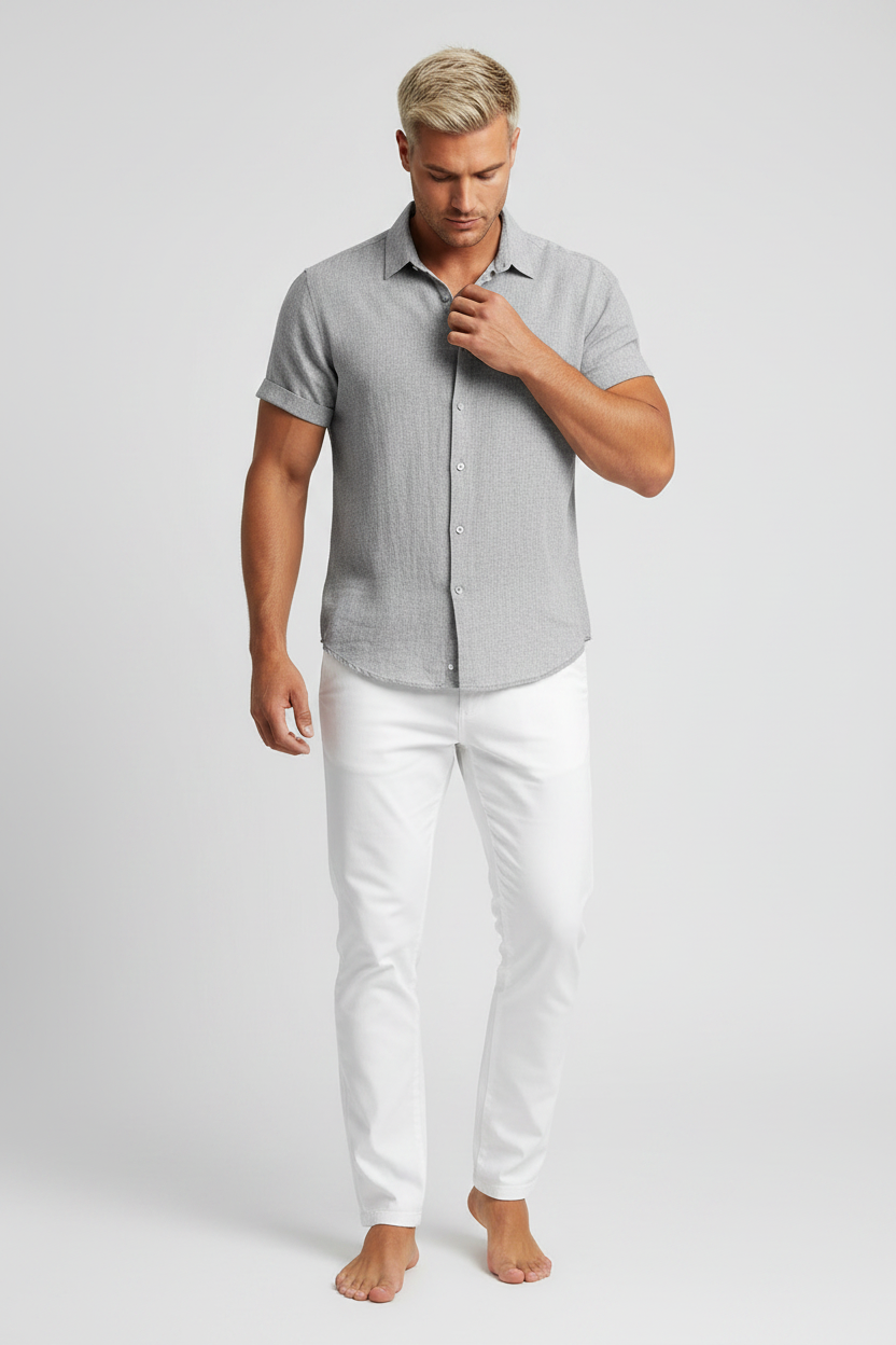 Marco Linen Shirt - Gray voorkant