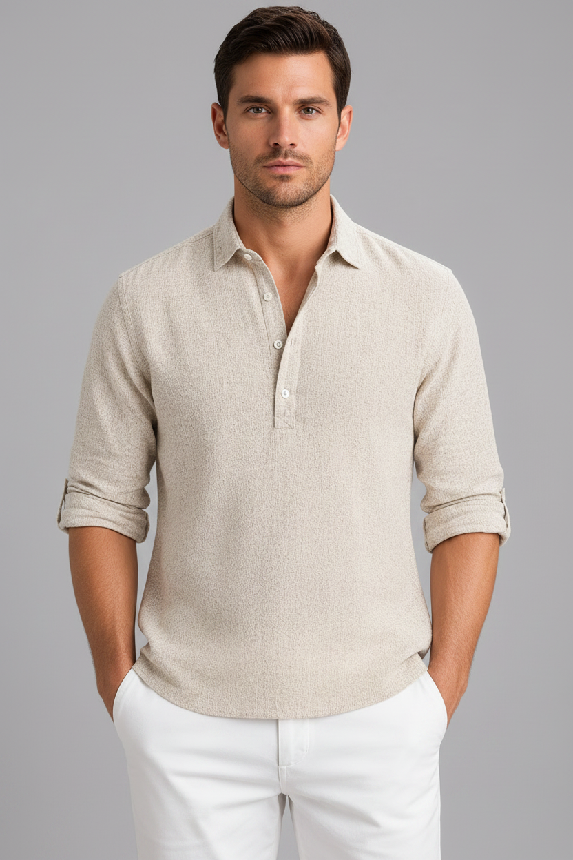 Sonny Linen Shirt - Beige Voorkant