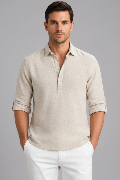 Sonny Linen Shirt - Beige Voorkant