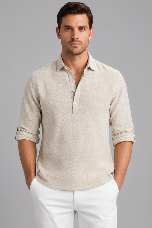 Sonny Linen Shirt - Beige Voorkant