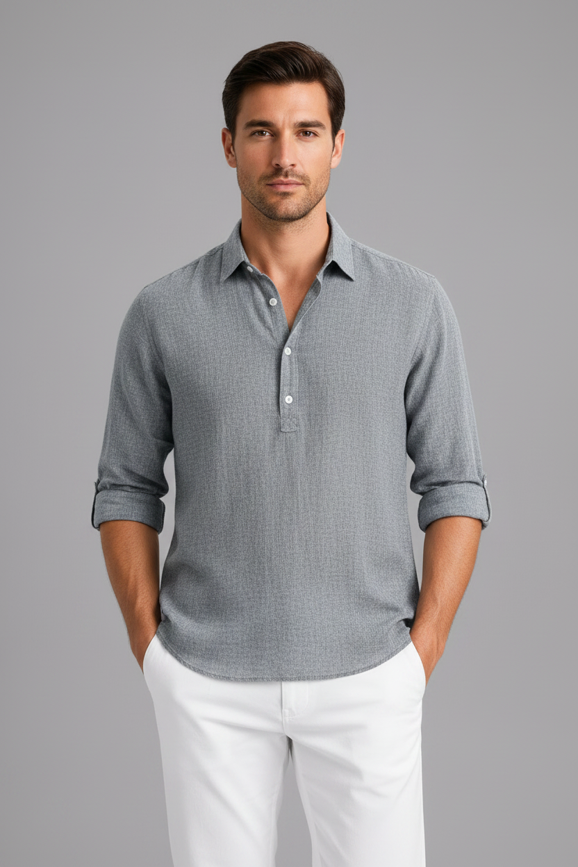 Sonny Linen Shirt - Grijs Voorkant