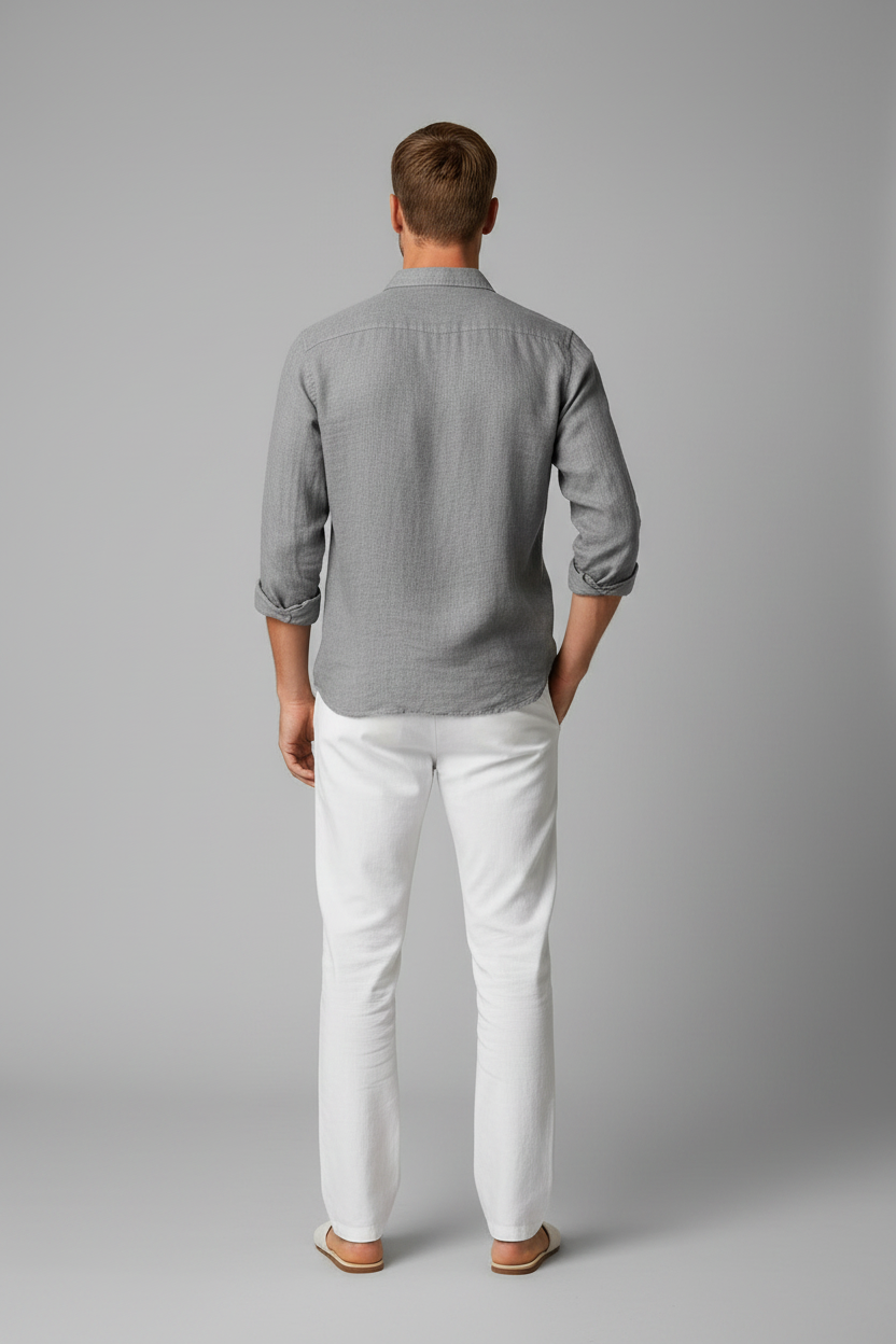 Harlan Linen Shirt - Grijs Achterkant