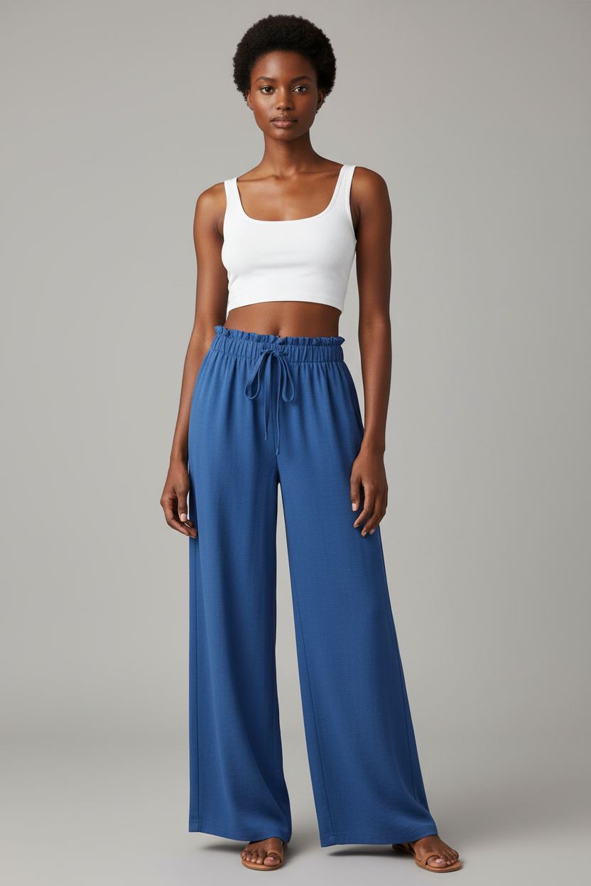 Rowan Wide-Leg Trousers – Cobalt Blue – Front