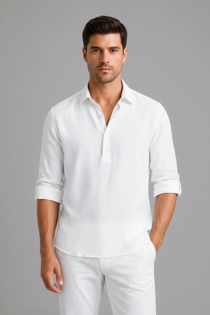 Sonny Linen Shirt - Wit Voorkant