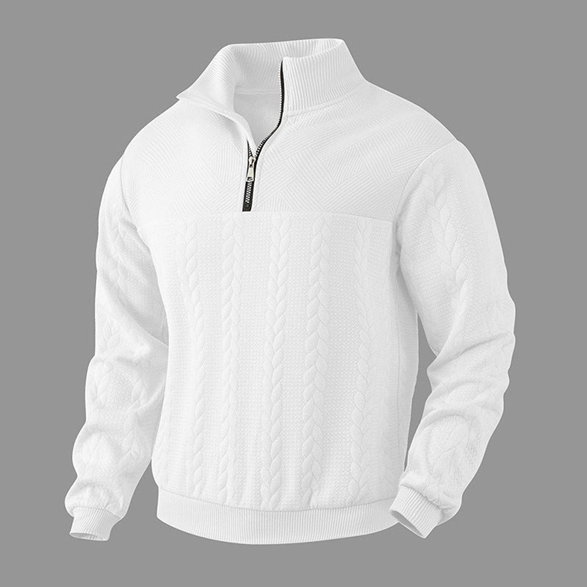 Alexander Cable Knit Jumper | Quarter-Zip | Ribbed Cuffs
