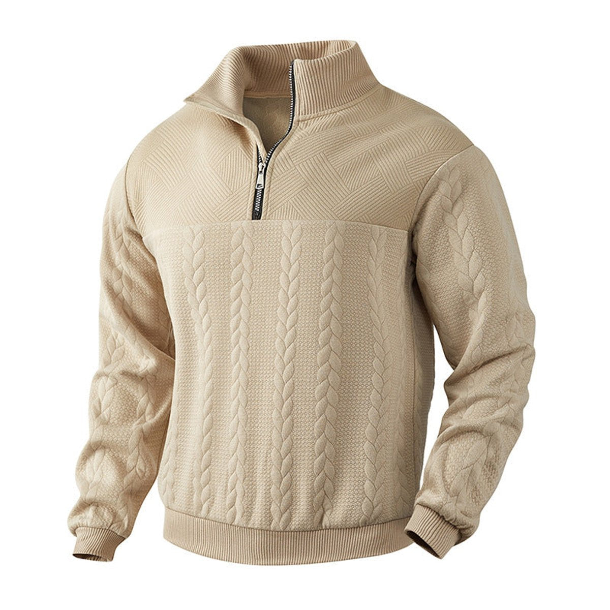 Alexander Cable Knit Jumper | Quarter-Zip | Ribbed Cuffs