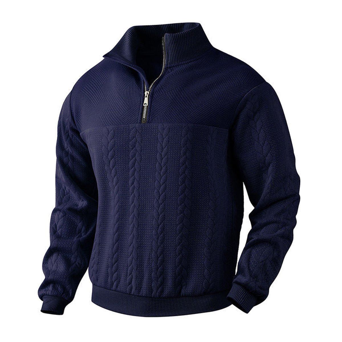 Alexander Cable Knit Jumper | Quarter-Zip | Ribbed Cuffs