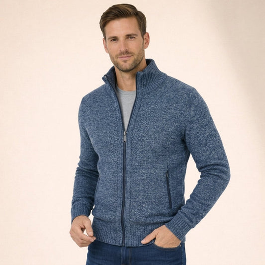 Caleb Merino Wool Jumper | Full-Zip | Mock Neck