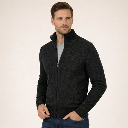 Caleb Merino Wool Jumper | Full-Zip | Mock Neck