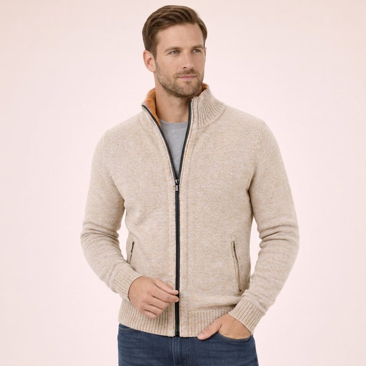 Caleb Merino Wool Jumper | Full-Zip | Mock Neck