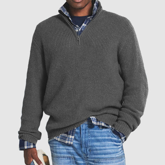 Nathan Ribbed Knit Jumper | Quarter-Zip | Business Casual